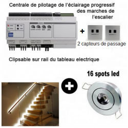 Kit éclairage led progressif pour escalier + 16 spot led encastrable