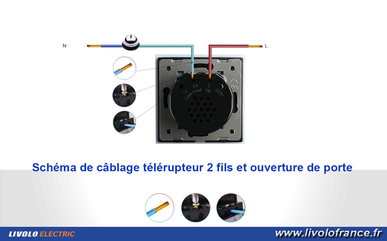 Schéma de câblage interrupteur à impulsion (équivalent bouton poussoir) pour commande télérupteur - sonnette etc...